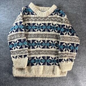 Elegant Passage Sweater Womens Medium White Fair Isle Wool Chunky Knit Pullover